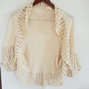 Crochet style cardigan. Cream, S